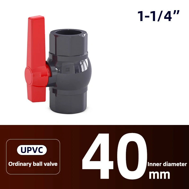 Dark Gray Long Handled Ball Valve PVC DN15 20 25 32 40 50 Plastic Single-sided Fittings Switch Socket Industrial Adhesive Oasis Select 1-1l4 DN32 40mm