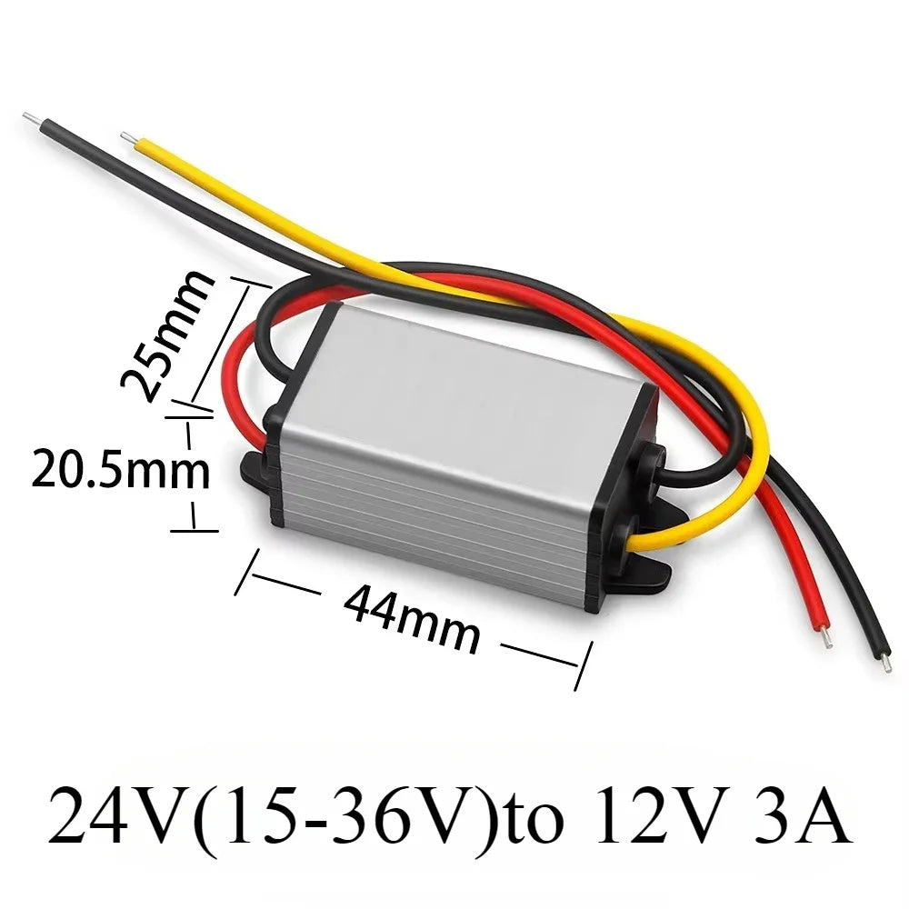 24V to 12V 2A-5A Power Buck Converter Voltage Transformer Waterproof Regulator Reducer Module Power Supply DC Buck Converter Oasis Select 24V(15-36V)to 12V 3A