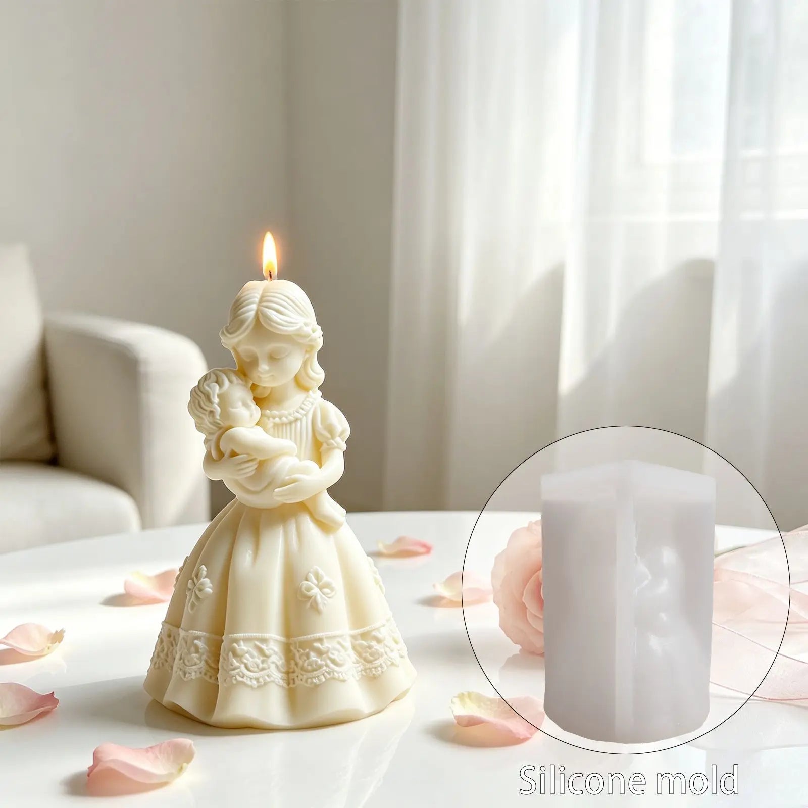3D Mother & Baby Silicone Mold for Candle Soap Plaster Crafts