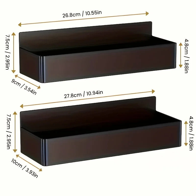Magnetic Fridge Spice Rack Organizer Kitchen Storage Shelf Metal Wall Mounted For Jars Container Basket Washing Produce Bowl Oasis Select 2pcs black