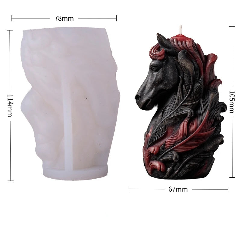 Mystical Red Feather Horse Head Silicone Mold with Exquisite Pegasus Feathers and Mane Details, 3D DIY Handmade Candle Mold Oasis Select GJ-138