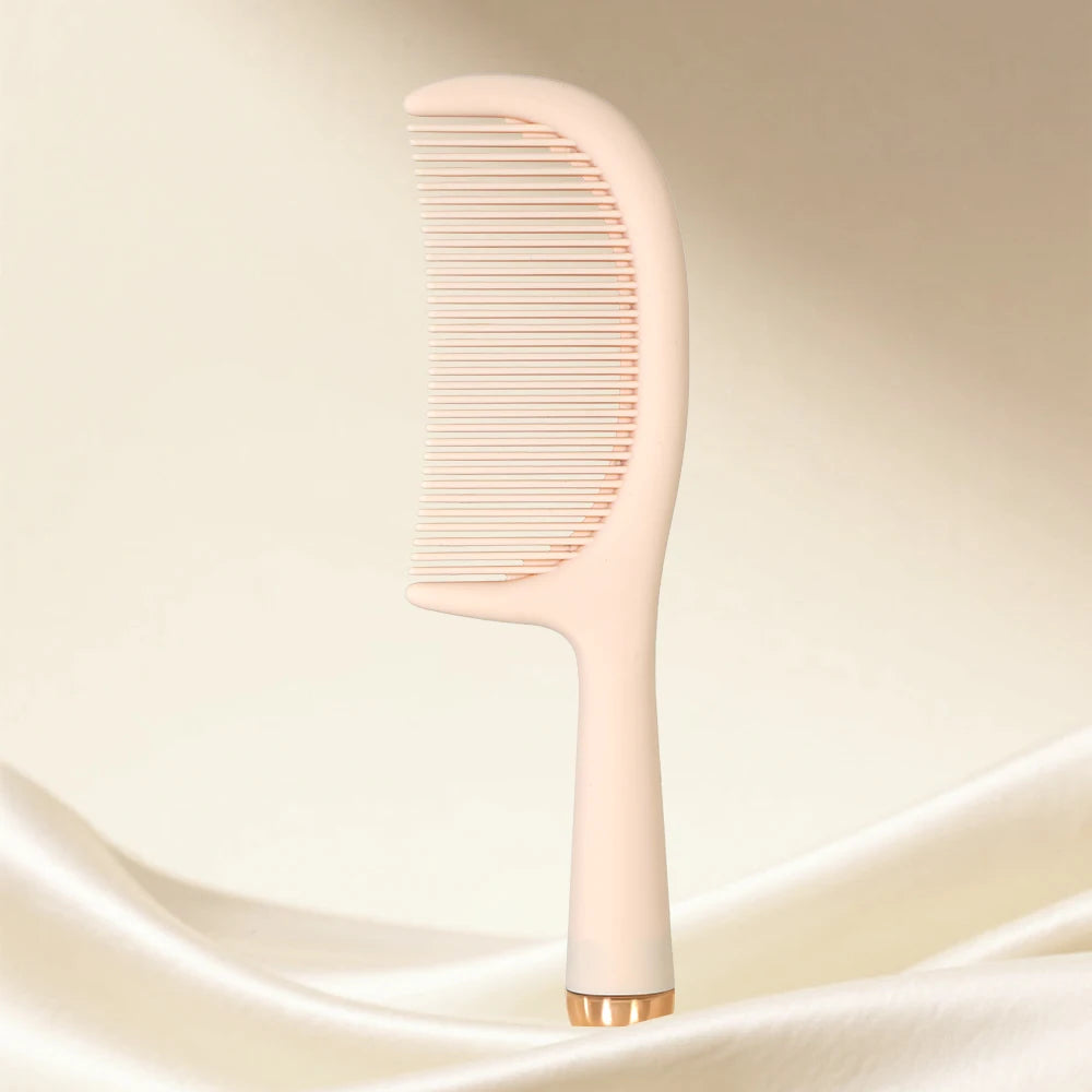 Luxury Beige Handle Comb – Ergonomic Gold Capped Salon Comb