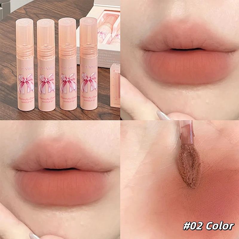 6-Piece Matte Lip Gloss & Blush Set with Necklace | ARTVALUE