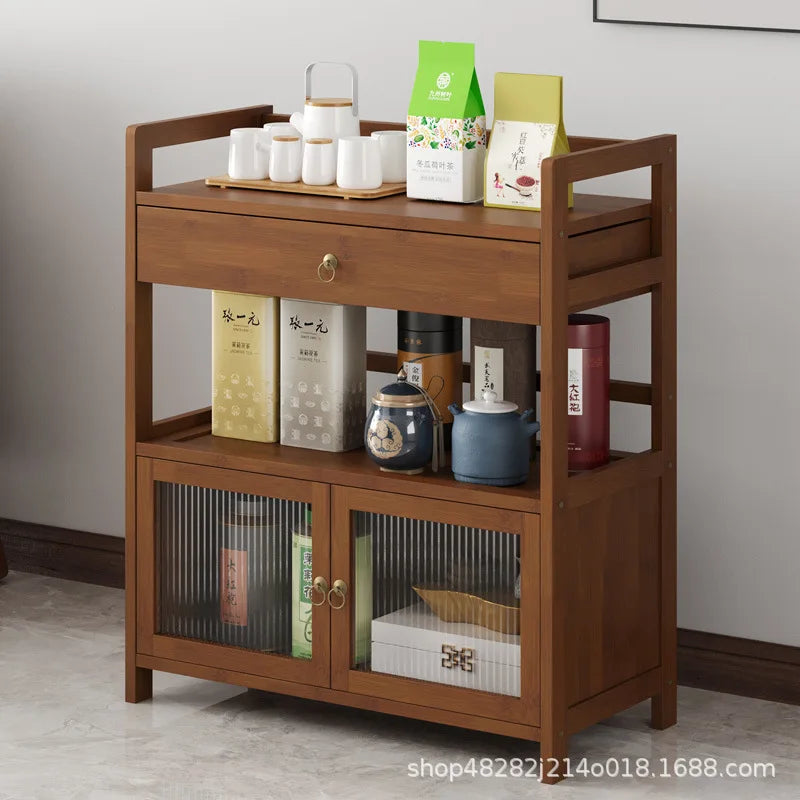 Tea cabinet, tea cabinet, sideboard, solid wood movable living room tea set cabinet, storage cabinet, shelving cabinet, storage Oasis Select