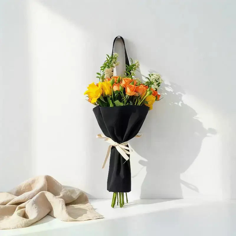 Reusable Canvas Flower Tote Bag | Tie Closure & Long Straps