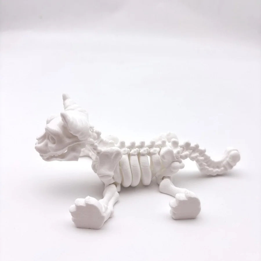 Halloween Gothic Skeleton Cat Figurine, Movable Skull Head Design Spooky Party Home Decor, Creative Collectible Art Ornament Oasis Select