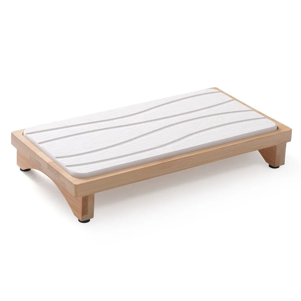 Diatomaceous Earth Drain Mat | Quick-Dry Stone Tray & Bamboo Rack