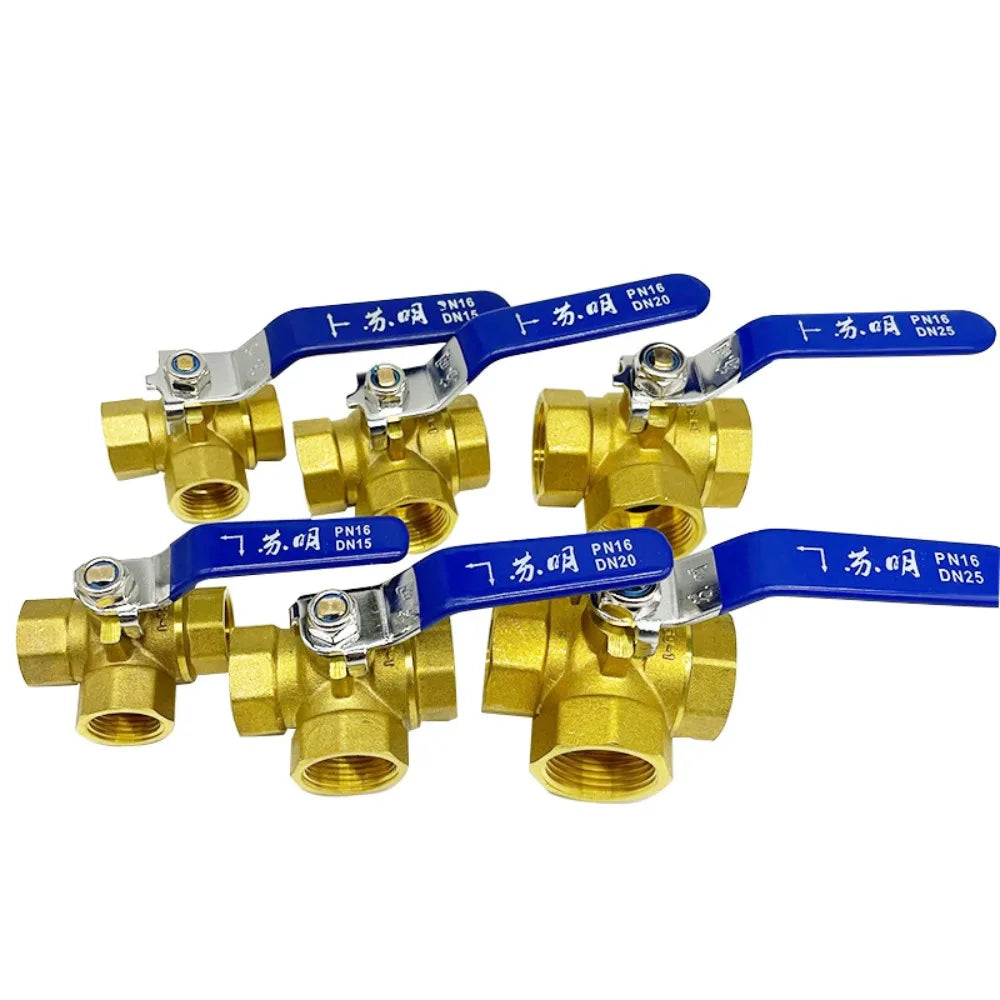 1/4" 3/8" 1/2" 3/4"1" BSP Female Brass Full Port T-Port L-Port 3 Way Ball Valve Connector Adapter For Water Oil Air Gas Oasis Select