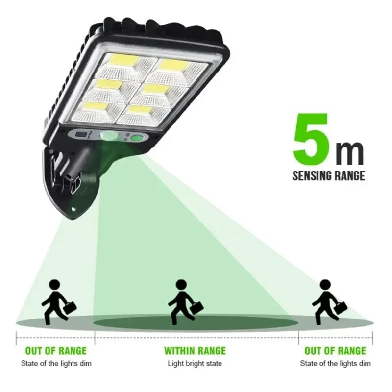 108 COB Sensor Street Lamp 3 Light Modes Outdoor Rechargeable Security Solar Lamps for Garden Patio Path Remote Control Light Oasis Select