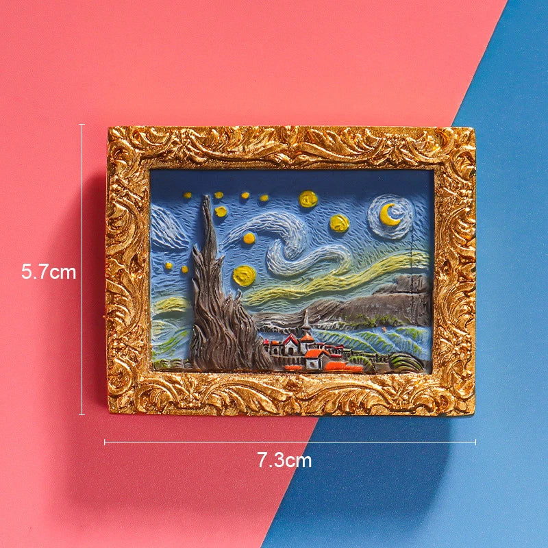 World famous painting Van Gogh painting Picture frame 3d fridge magnets starry sky sunflower siesta refrigerator stickers gifts Oasis Select Style B