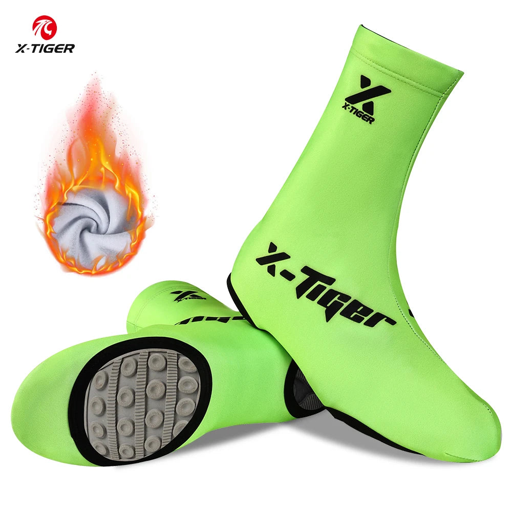 X-TIGER Winter Cycling Shoe Covers Warmth Windproof Bicycle Riding Boot Covers Multi-color for Men And Women Oasis Select Green M