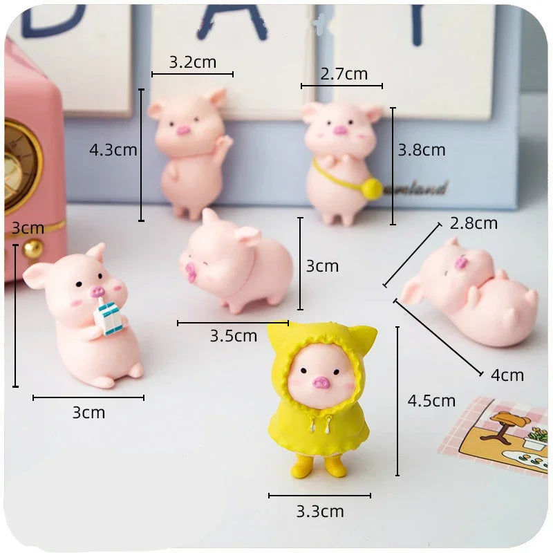 Cute Cartoon Pink Pig Figurine Miniaturas Ornament Resin Piggy Statue Collection Toy Fairy Garden Mini Miniatures Oasis Select