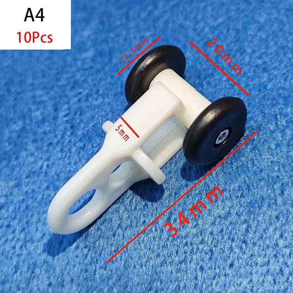 10Pcs Straight Curved Track Rollers Curtain Wheels Rail Curtains Hook Ring Slider Furniture Hardware Curtain Rod Pulley Hanging Oasis Select A4