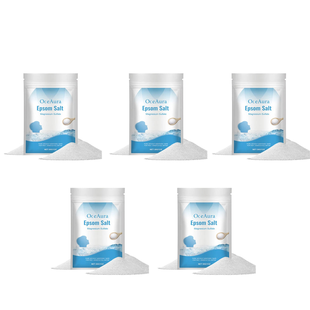 OceAura Epsom Salt Bath Soak – Magnesium Sulfate Body Scrub Epsom Salt Bath Soak Oasis Select 150g in bags Epsom Salt