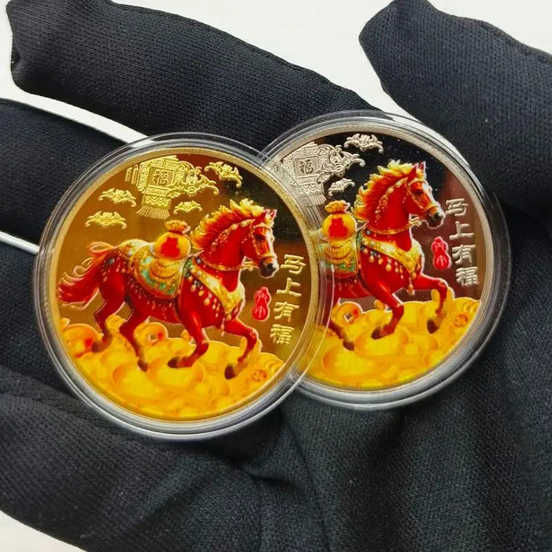 2026 Year Of The Horse Lucky Souvenir Coin Collectible Decoration Metal Crafts 40mm Zodiac Horse Commemorative Medal Event Gift Oasis Select