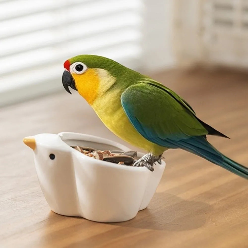 Bird-Shaped Ceramic Hamster Bowl – Anti-Tip Small Pet Feeder