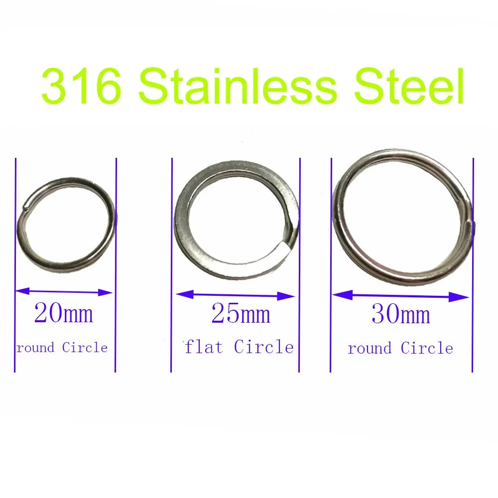 10PC 316 Stainless Steel Water Sport Keychain Keyring Split Ring Loop for Scuba Diving Swimming Diver Camping Gear 20 25 30 MM Oasis Select