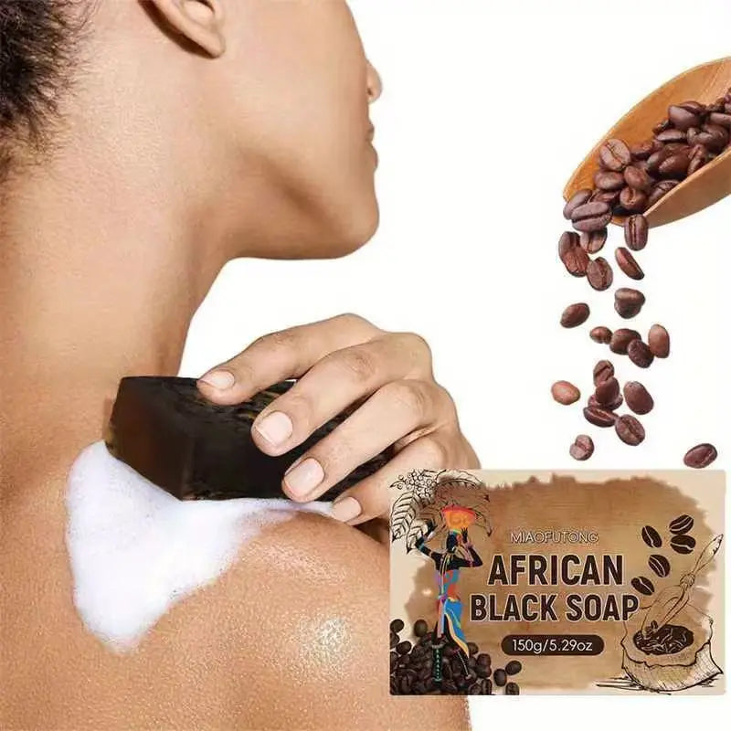 5.29oz African Black Soap, Coffee Soap, Contains Shea Butter, Cocoa Pods, Suitable for All Skin Types, Can Be Used Throughout Oasis Select