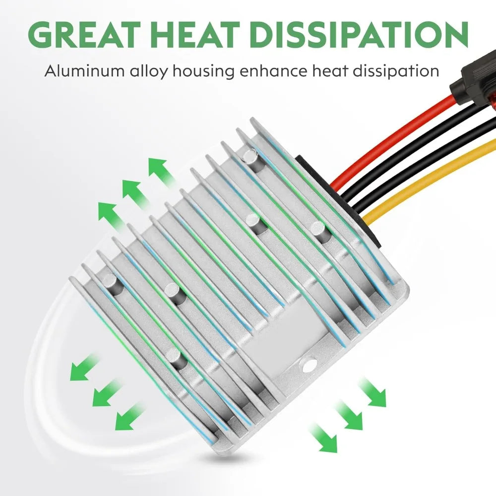 20A 240W Golf Cart DC 18V 20V 24V 36V 48V Step Down to DC 12V Converter Voltage Regulator Reducer Power Buck Converter with Fuse Oasis Select
