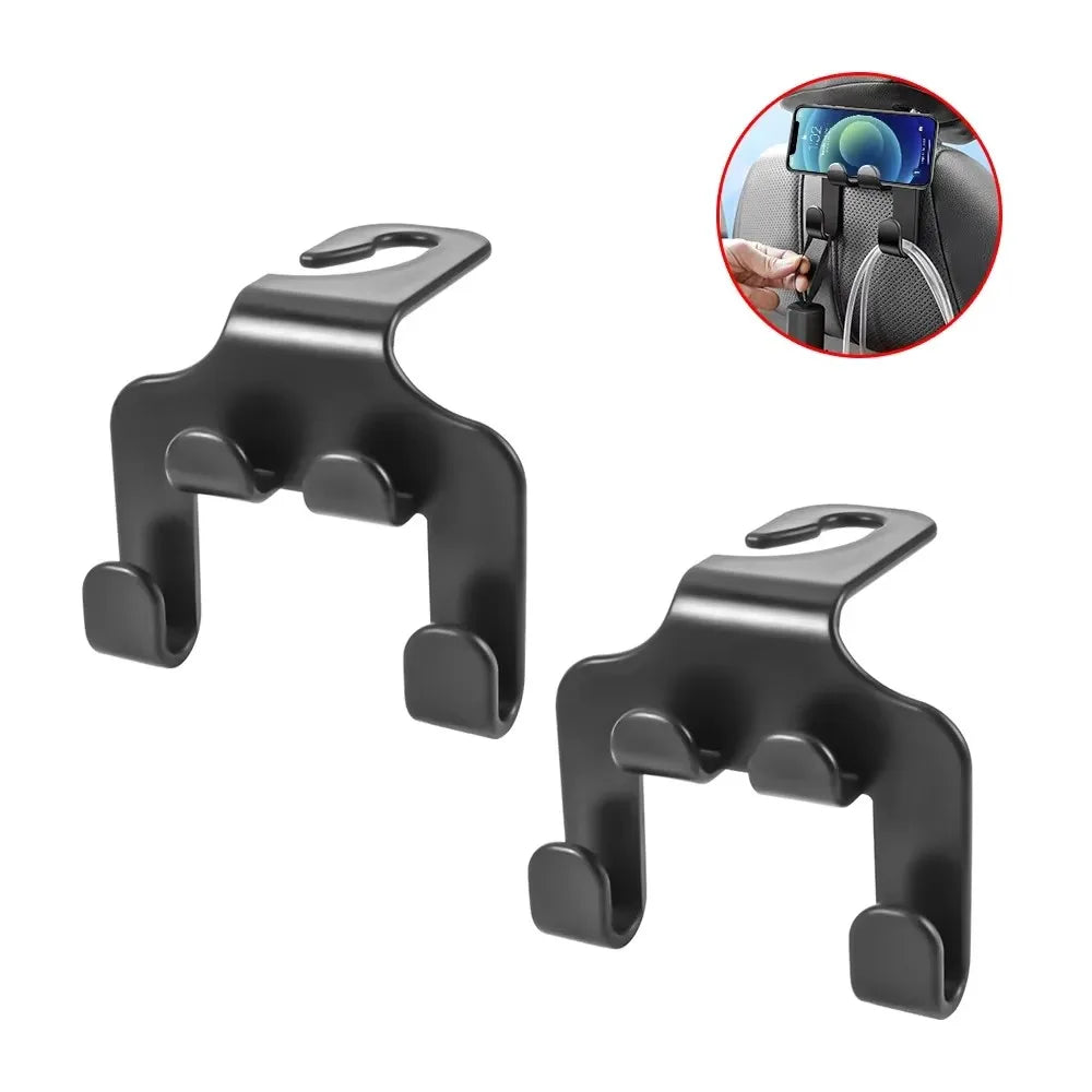 1/2/4/5Pcs Car Seat Headrest Hook 4 Pack Hanger Storage Organizer Universal for Handbag Purse Coat Fit Universal Vehicle Oasis Select 2pcs-Upgraded A
