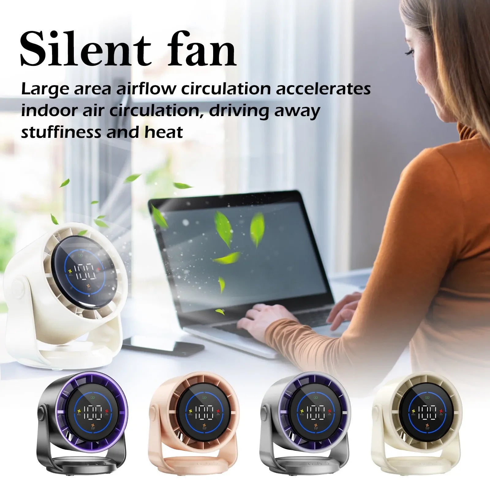 URGGU Rechargeable Clip-On Fan with LED Light | 3 Speeds