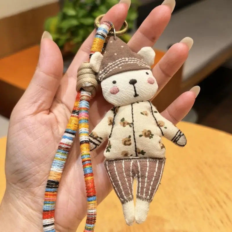 Handmade Cartoon Animal Fabric Keychain | Cute Backpack Pendant Fabric Keychain Pendant Oasis Select