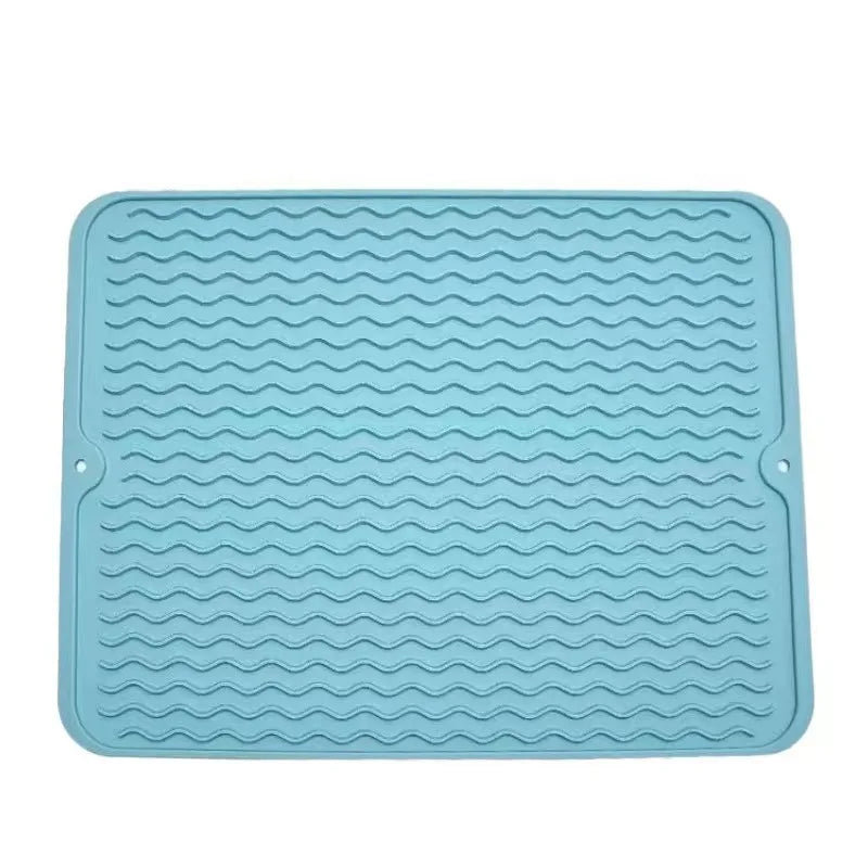 Silicone Water-draining Mat Water-patterned Placemat Foldable Table Mat Tableware Mat, Wine Glass Nordic Simple Dining Mat Oasis Select Nordic Blue 30 40