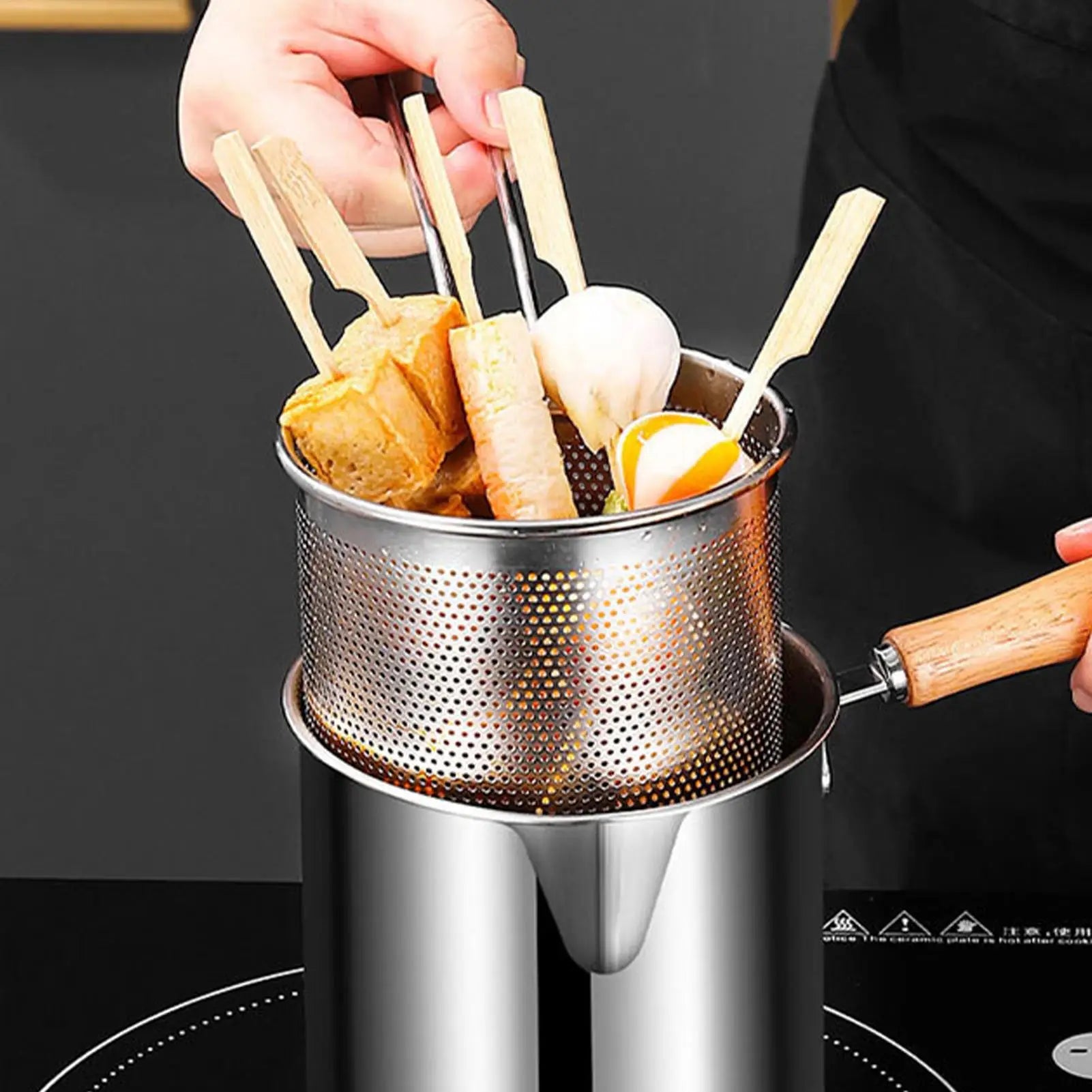 Deep Frying Pot Kitchen Fryer With Strainer Stainless Steel Tempura Fryer Pan Fry Pot Chicken Fried Chicken Cooking Tools Oasis Select