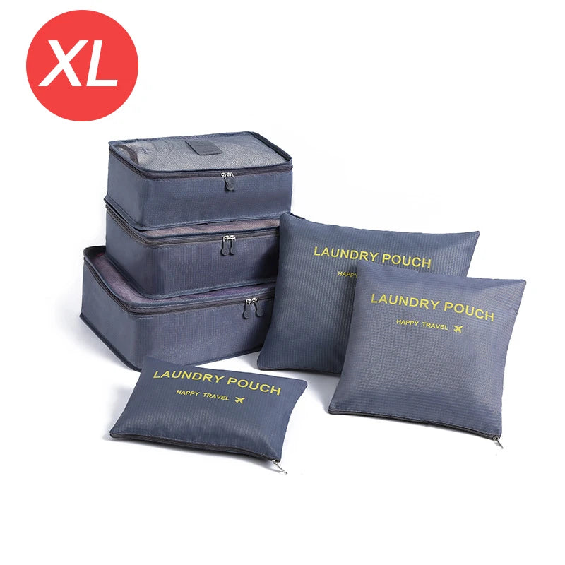 6PCS Large Travel Organizer Set Portable Luggage Storage Bags for Clothes Shoes Makeup Suitcase Packing Cubes for Travel Use Oasis Select XL-Grey