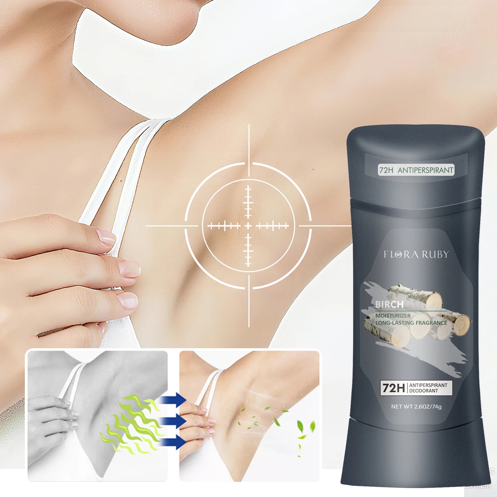 Men's Deodorant marine 72h Sandalwood Perfume Cream Aluminum Antiperspirant Deodorant Lasting Scent,Pure Sport Scent 74g/2.6OZ Oasis Select