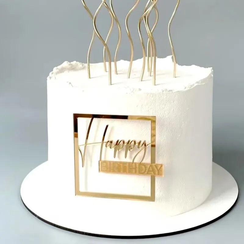 Acrylic Side Happy Birthday Cake Decoration Happy Anniversary Cake Topper Party Supplies Baking Decorating Accessories Oasis Select