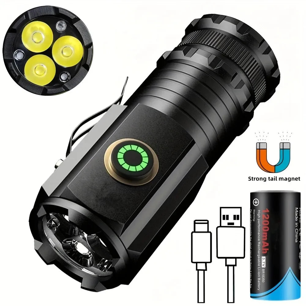 Mini LED Flashlight 2000LM USB-C Rechargeable | 5 Modes Magnetic
