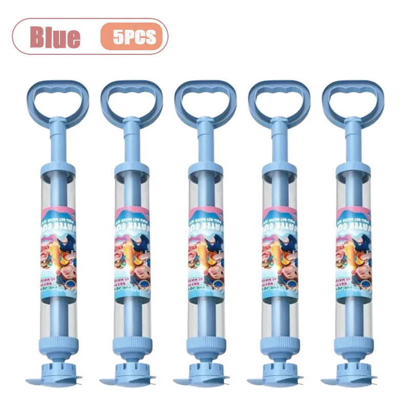 Large Capacity Double Nozzle Water Spray Toy for Kids Water Fight Splash Blaster Pull String Outdoor Summer Beach Play Oasis Select Blue-5PCS