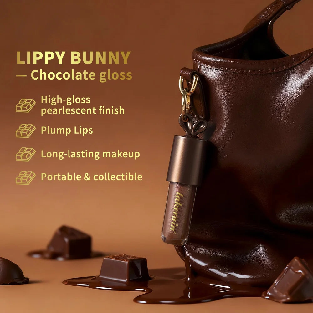 Chocolate Rabbit Moisturizing Lip Gloss Honey Essence Mirror Water Light Lip Tint Long Lasting Pearlescent Fine Glitter Plumping Oasis Select