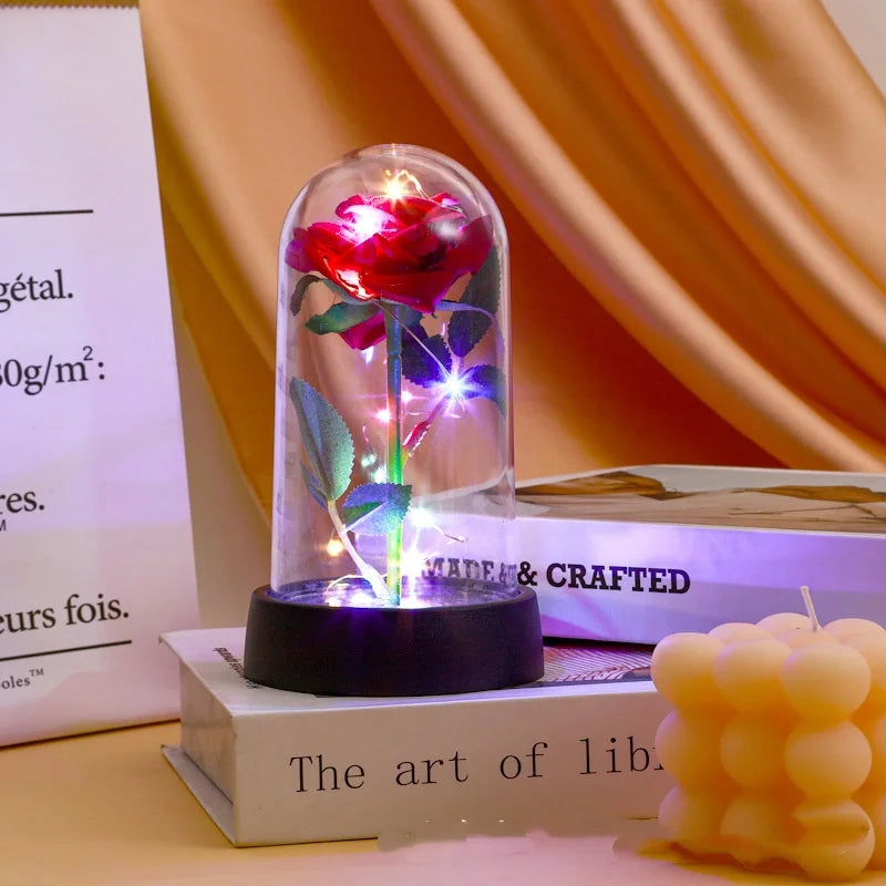LED Rose Dome Ornament – Everlasting Artificial Flower Gift