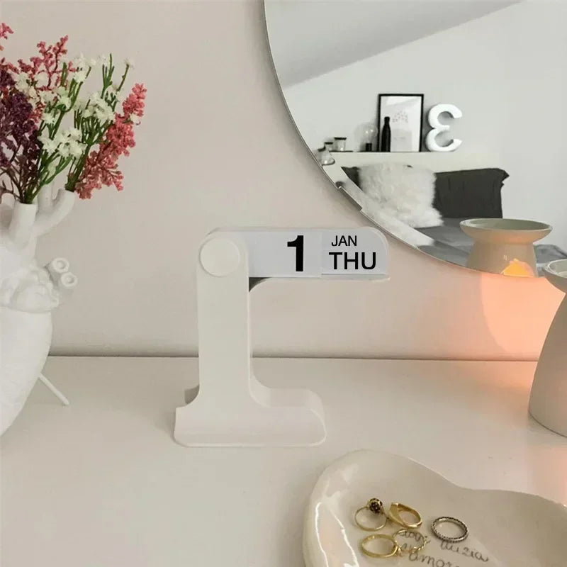Ins Creative Flippable Calendar Rotatable Desk Calendar Art Crafts Ornaments Home Decoration Accessories for Livingroom Office Oasis Select