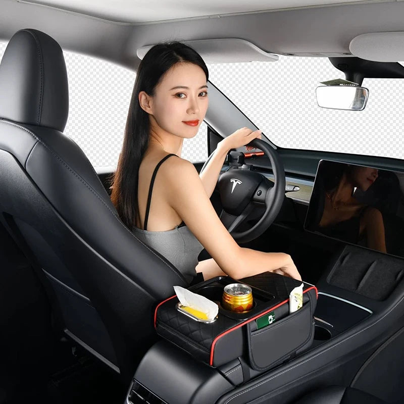 Car Armrest Storage Box, Car Center Console Organizer, Armrest Heightening Cushion With Cup Holder Armrest Storage Organizer Box Oasis Select