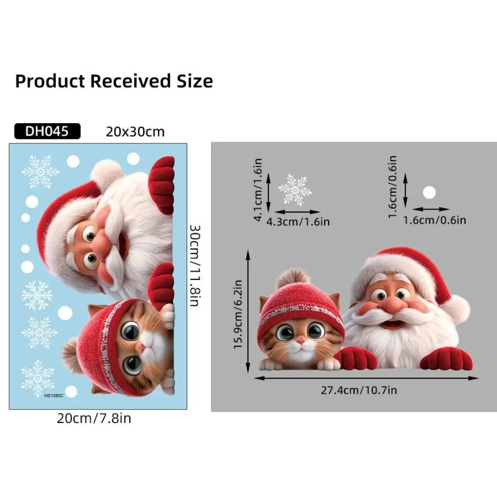 Christmas Window Decals – Santa, Cat & Snowflake Stickers | 2-Pack Holiday Window Decals Oasis Select