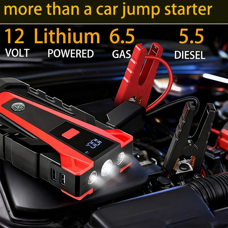 2026 Upgraded 99800mAh 12V Jump Starter: Portable Lithium, Dual USB, Flashlight, Emergency Car Battery Booster Oasis Select