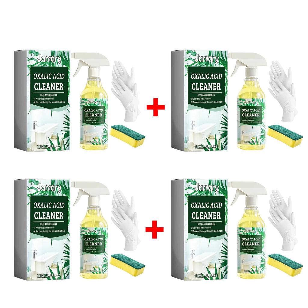 Oxalic Acid Cleaner 100ml Bathroom & Kitchen Stain Remover with Sponge & Gloves for Toilet, Tile & Grout Deep Cleaning Spray Oasis Select 4 Set