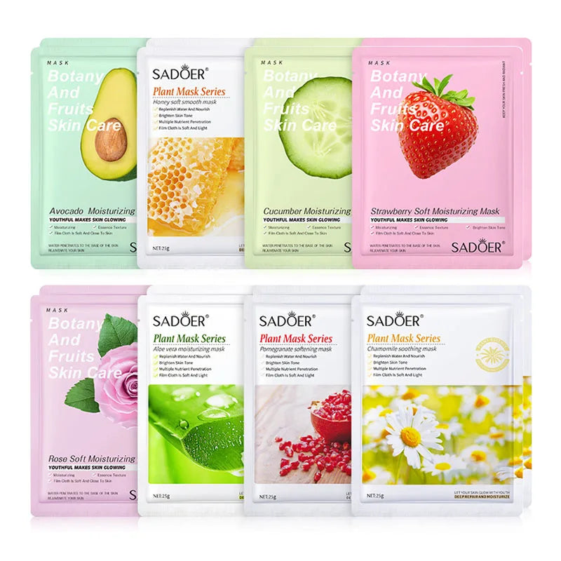 BIOAOUA 8-Pack Natural Plant Face Masks – Moisturizing & Firming Sheet Face Mask Oasis Select Ax2