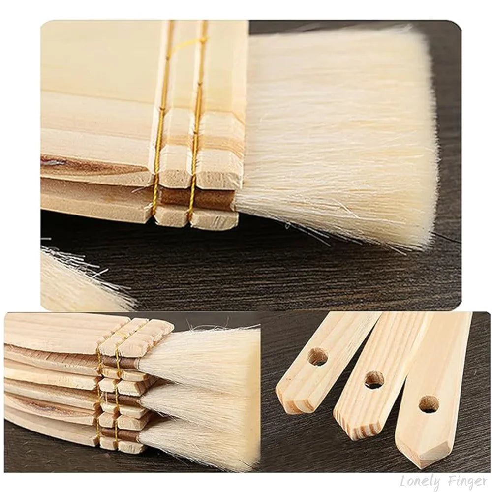 4Pcs Flat Hake Brushes Artist Painting Brushes Set Wool Bristles Wash Brush for Watercolor, Ceramic and Pottery Painting Oasis Select