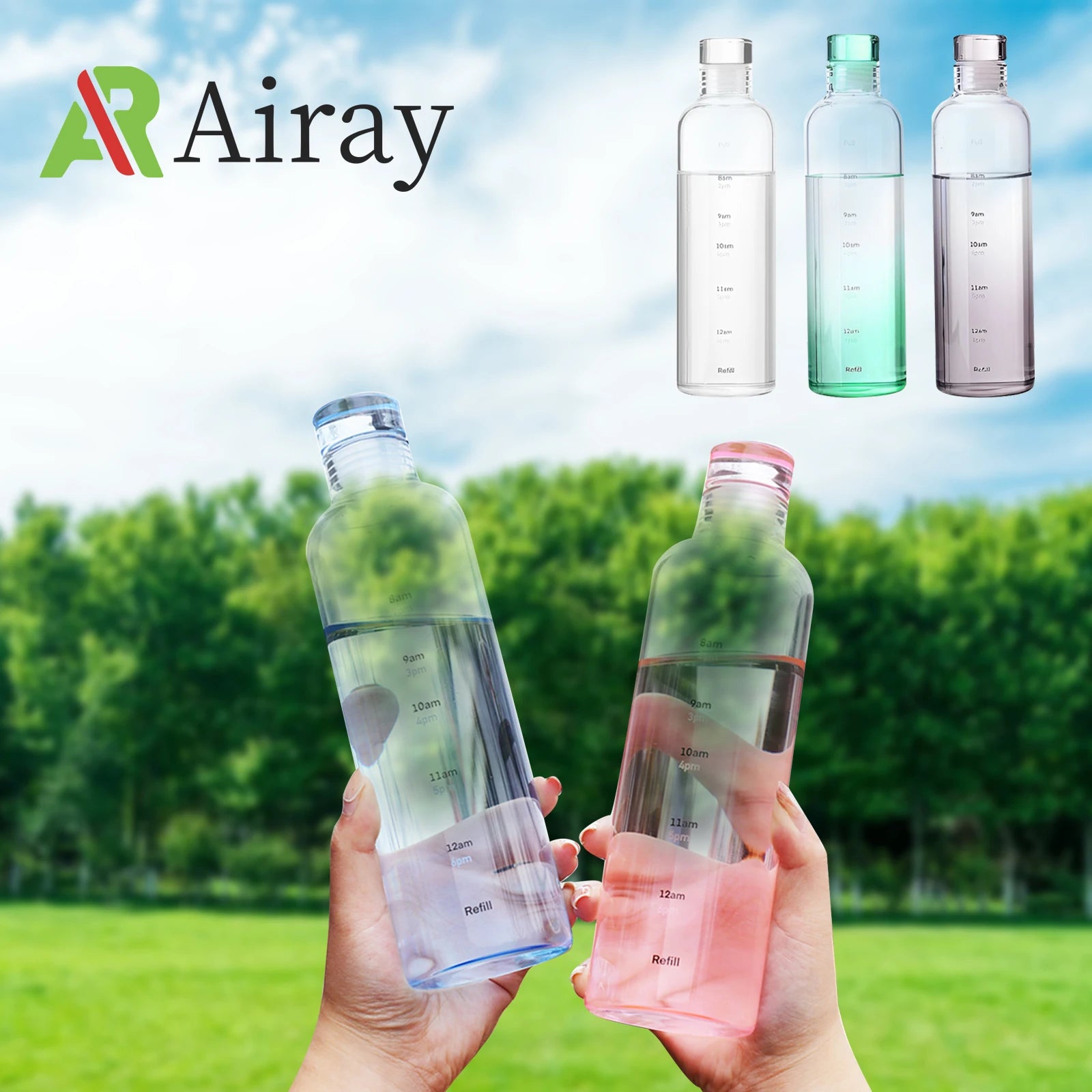 Newest Transparent With Time Scale Water Bottle Couple Plastic Portable Water Container Leakproof Drop-Resistant Plastic Cup Oasis Select