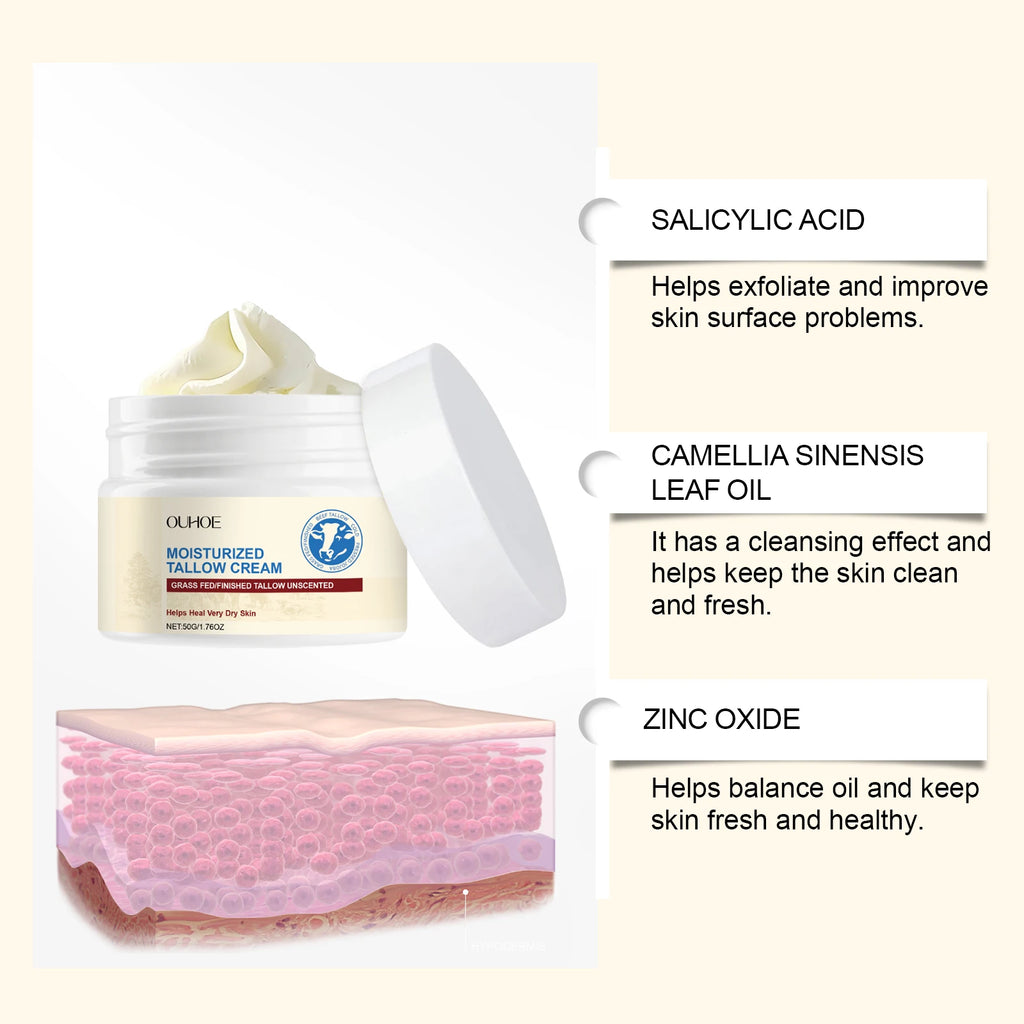 Tallow Moisturizing Cream Butter Moisturizer Softening Facial Delicate Skin Light and Translucent Repair Improve Skin Elasticity Oasis Select