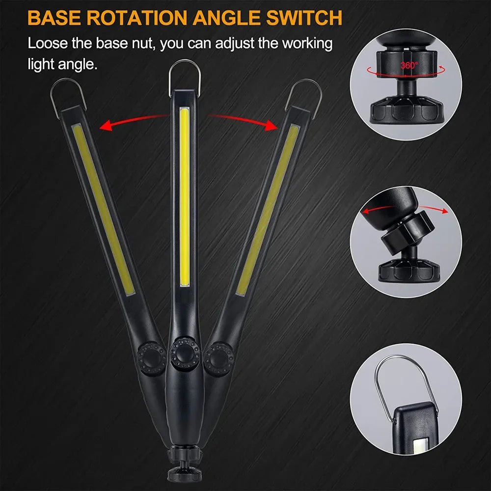 KDULIT COB Flashlight Magnetic Work Light USB Rechargeable Torch Hook Portable Lantern Inspection Light Camping Car Repair Lamp Oasis Select
