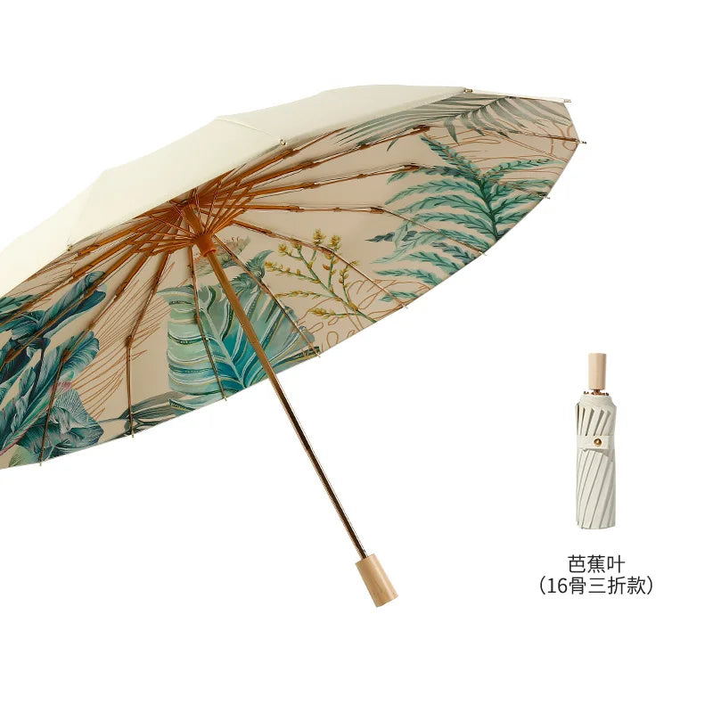 16 Bone Titanium Silver Sun Umbrella Protection UV Sunshine Rain