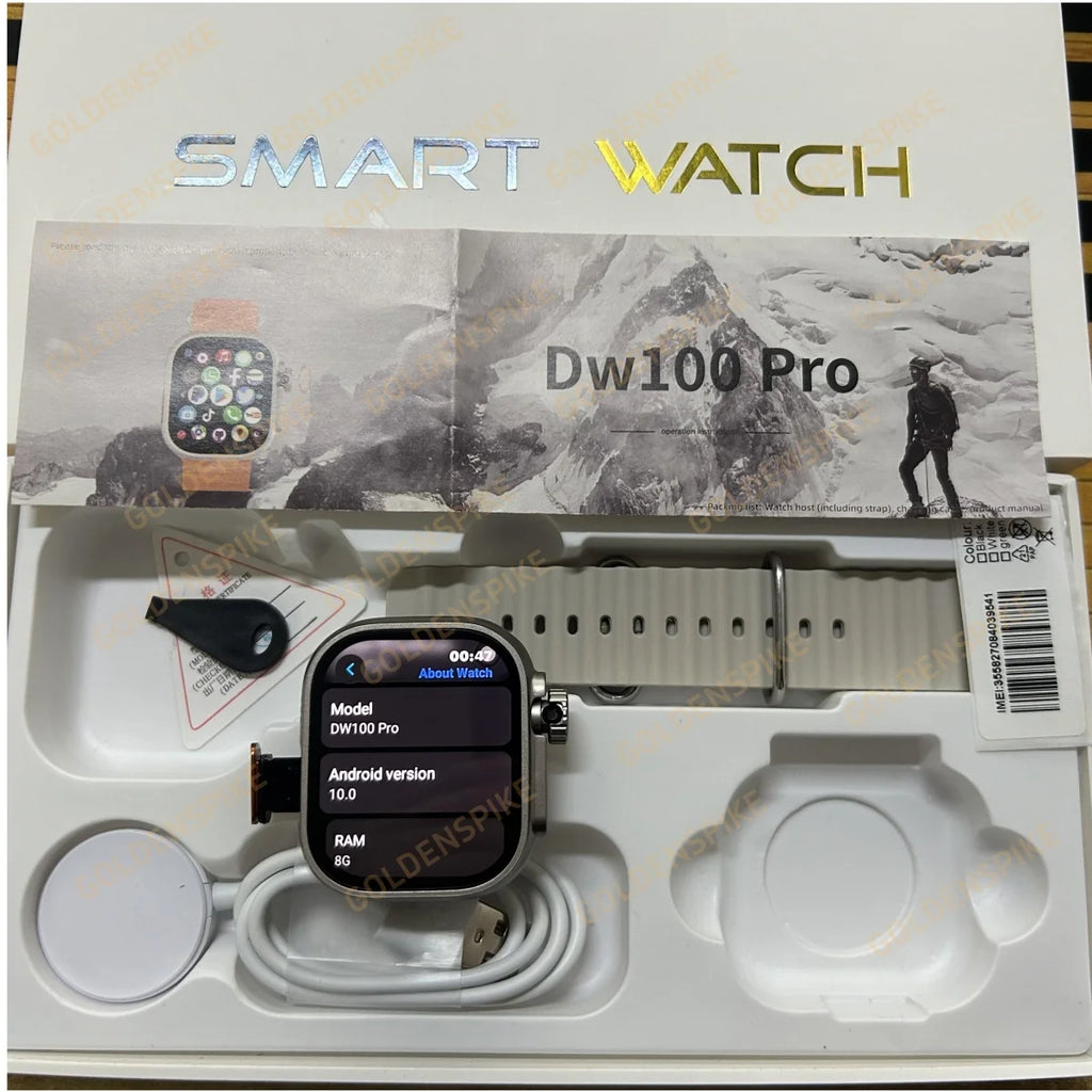 DW100 Pro Smartwatch Fingerprint Unlock control Smart Watch 256GB Storage ROM Free Download App WIFI GPS WIFI 2.29inch Amoled Oasis Select Silver Black 4GB 64GB