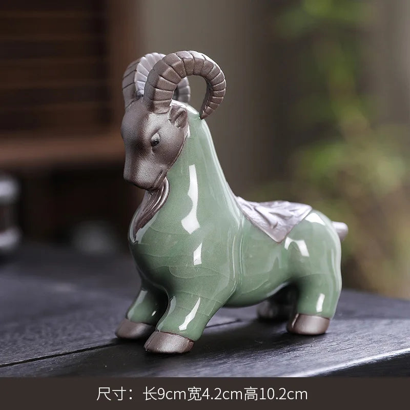 Purple Clay Tea Pet Sheep Figurine Ceramic Personalized Creative Wealth-Attracting Desktop Tea Pet Twelve Zodiac tea pet Oasis Select Style 1