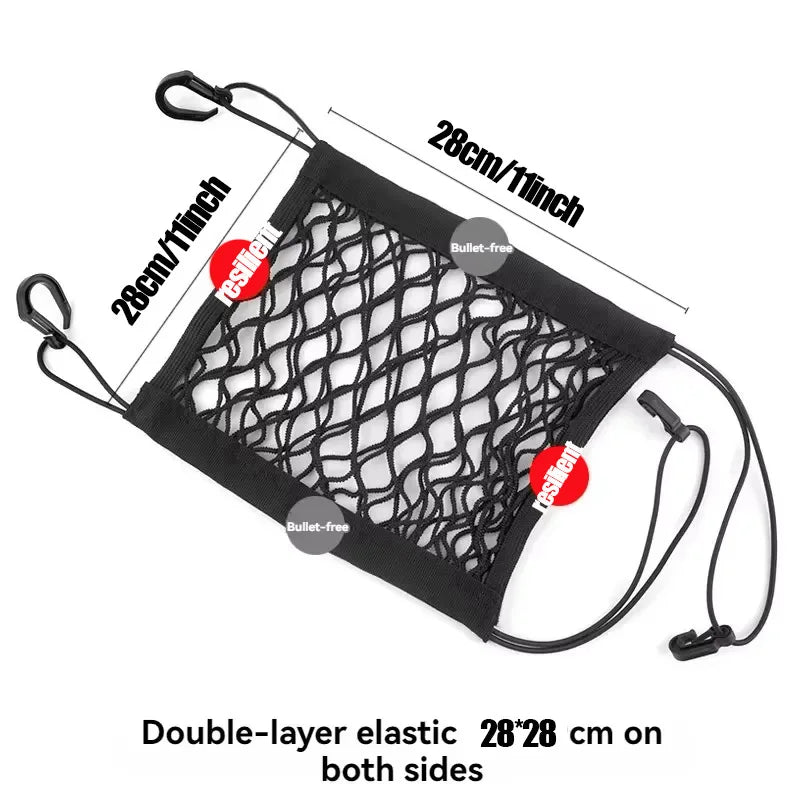 Elastic Double Layer Motorcycle Cargo Net with Hooks | Luggage Net