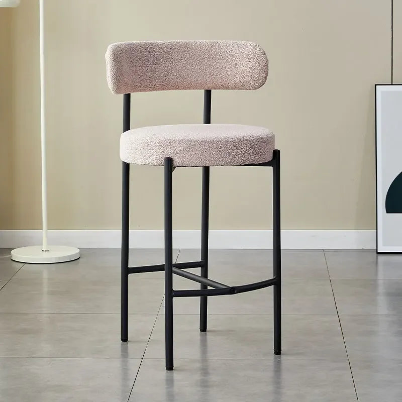 Multi-functional Bar Chair Stainless Steel Bar Milk Tea Shop High Chair French Cream Style Designer Bar Chair Bar Stool Durable Oasis Select pink